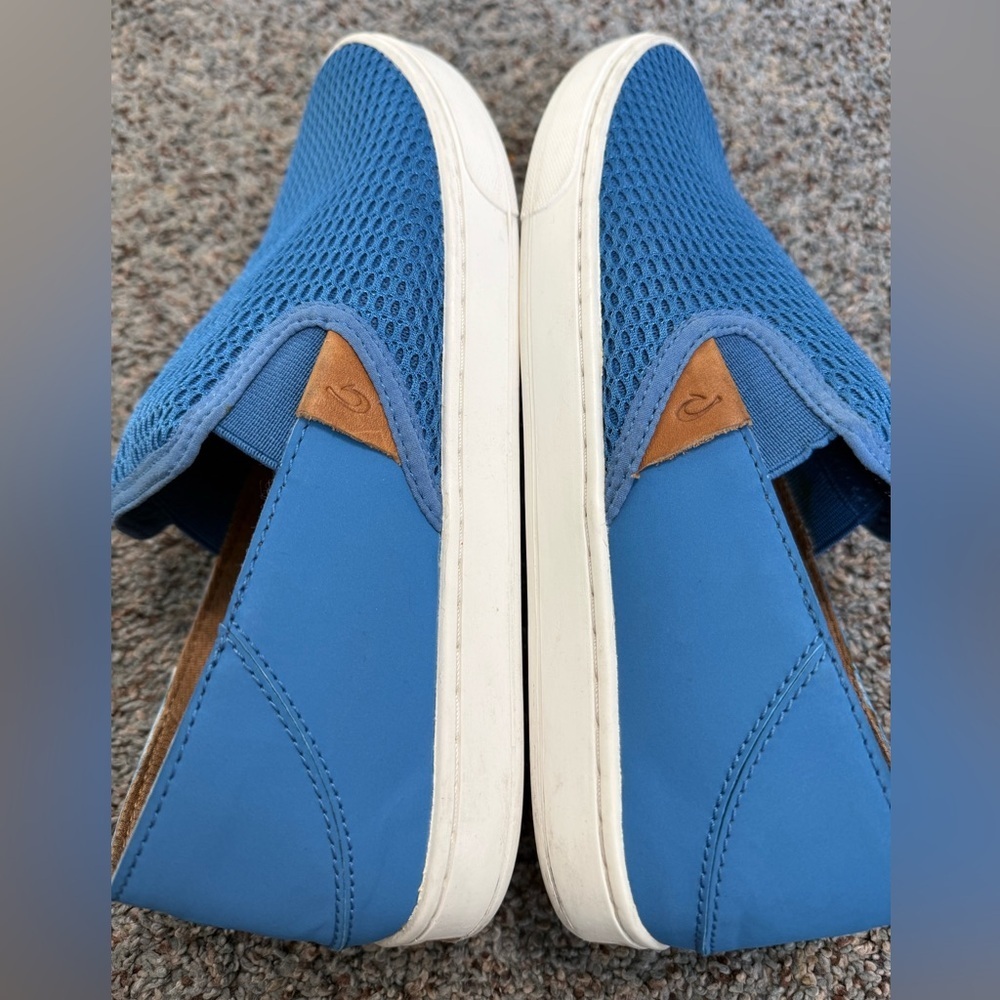 Olukai Ladies 9 Pehuea Blue Mesh Slip-on Flats - Picture 6 of 12